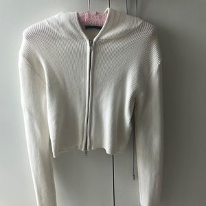 Ribbed cropped brandy Melville zip up